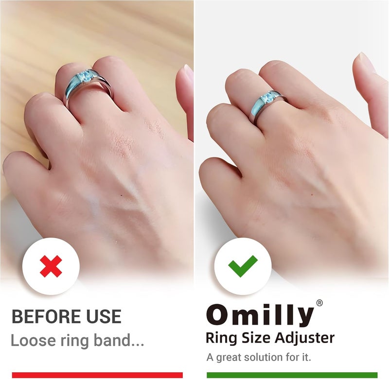 Omilly Ring Sizer Adjuster for Loose Rings, 16 Sizes Ring Spacers & Spiral Guards, 2 Styles Invisible Ring Size Reducer, Solve Ring Looseness for Women & Men (Transparent, Easy to Use) - Image 3
